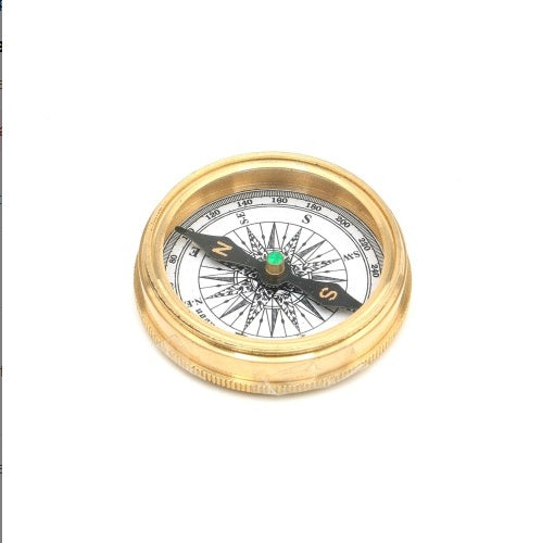 Vintage Collectible Brass Compass With Calender-Gold