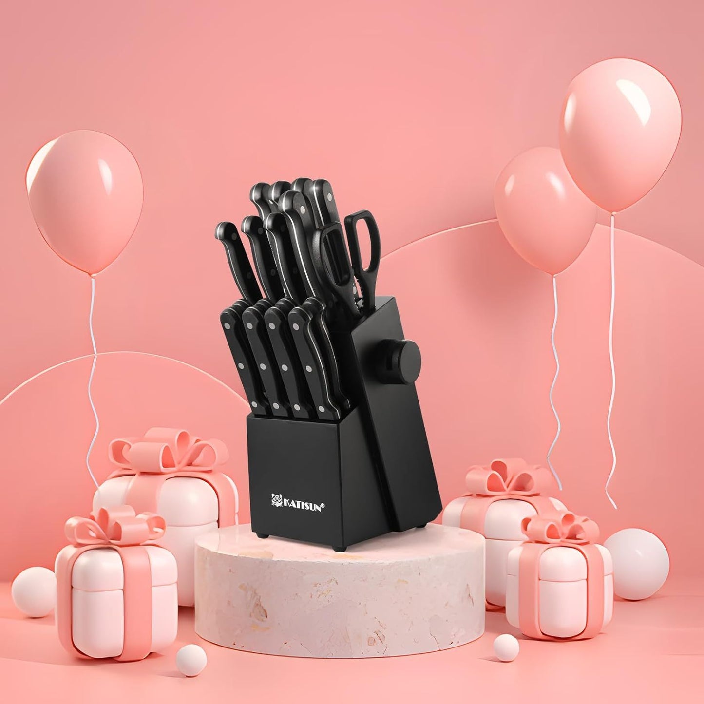 Durable German Steel Dishwasher Safe Kitchen Knife Set With Sharpener