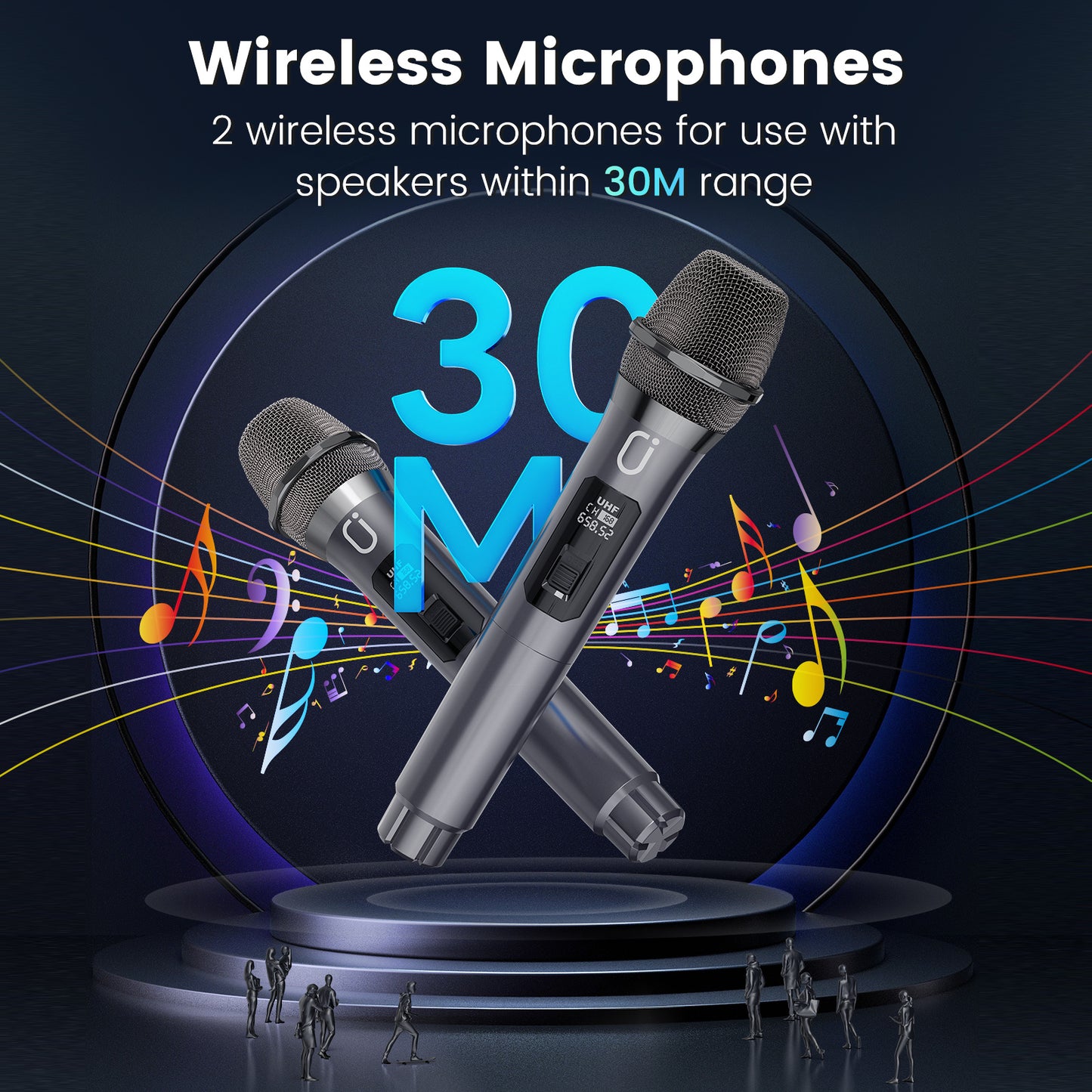 JYX D19 Bluetooth Speaker & 60W Powerful Sound Party Speaker With RGB Light & Portable Speaker With 2 Wireless Microphone