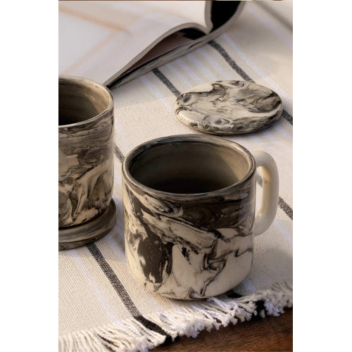 5 OZ Ceramic Black Carbon Coffee Mug-Set Of 2
