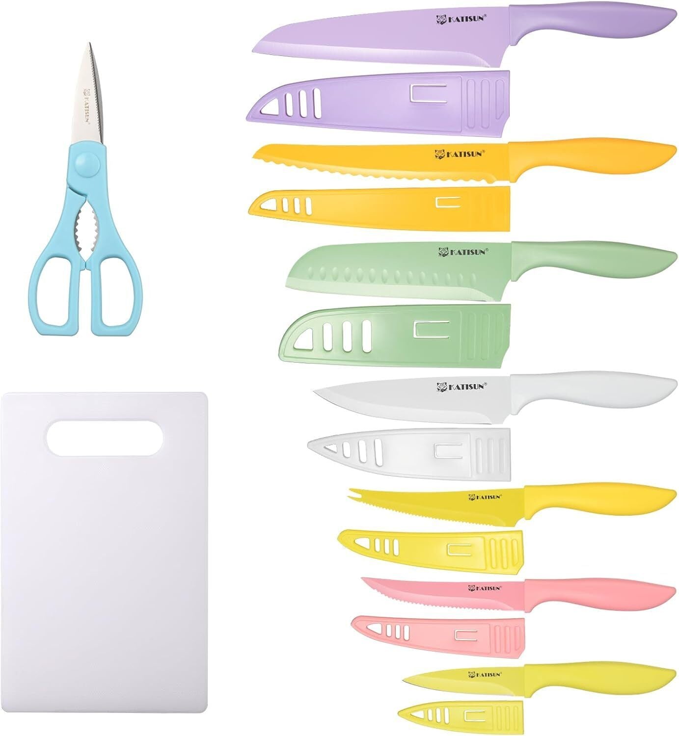 Color-coded Stainless Steel 30-piece Knife Set With Kitchen Cutting Board And Scissors, Rust-resistant And Dishwasher-safe