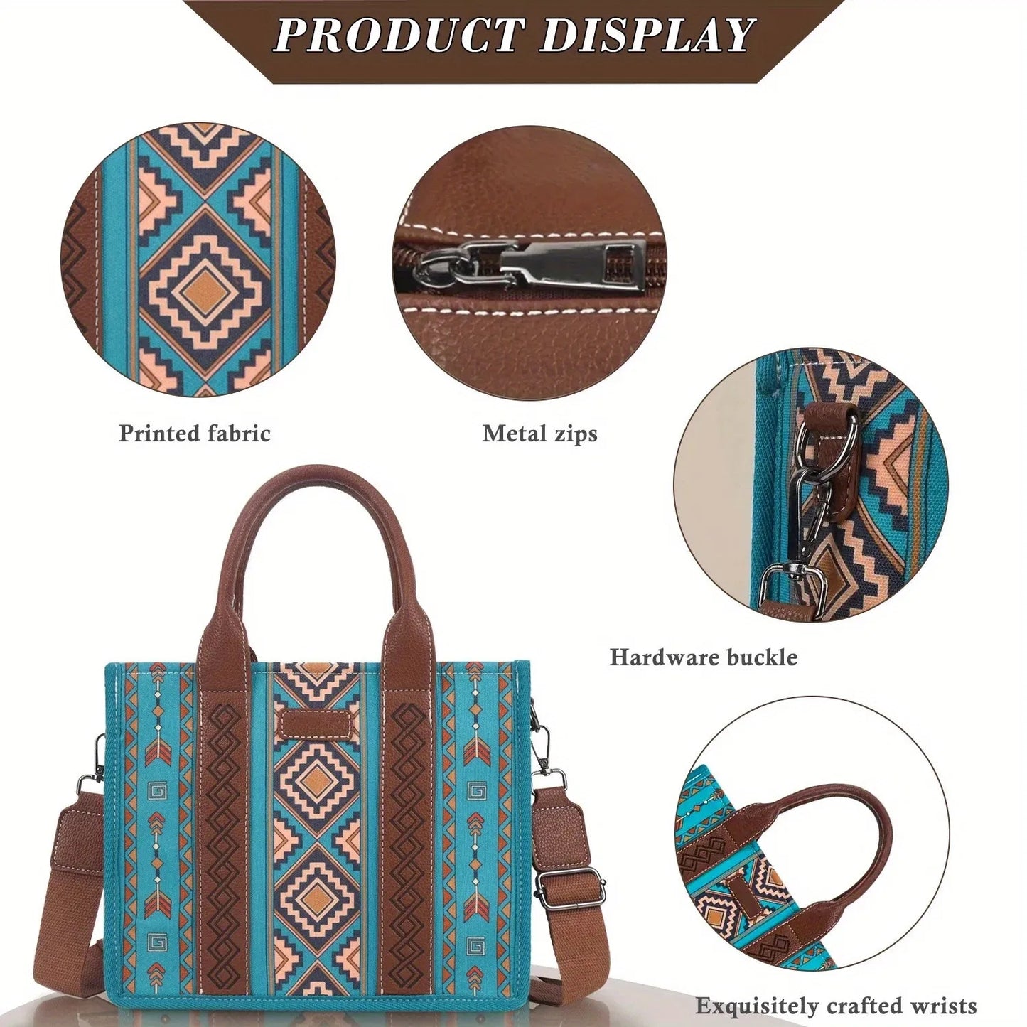 4Pcs Women's Purse Tote, Retro Work Satchel Lightweight, Boho Chic Tote Everyday Green
