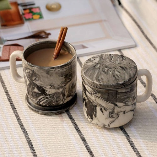 5 OZ Ceramic Black Carbon Coffee Mug-Set Of 2